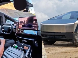 Τύπος παίζει παιχνίδι την ώρα που το Cybertruck του οδηγάει μόνο του...
