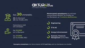 AKTOR4TheFuture: Ξεκίνησε το μεγαλύτερο εταιρικό πρόγραμμα υποτροφιών στην Ελλάδα